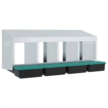 4 rekeszes, falra szerelhető, horganyzott acél csirkefészkelőláda