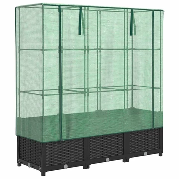 rattan megjelenésű magaságyás melegháztakaróval 120x40x138 cm