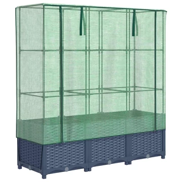 rattan megjelenésű magaságyás melegháztakaróval 120x40x138 cm