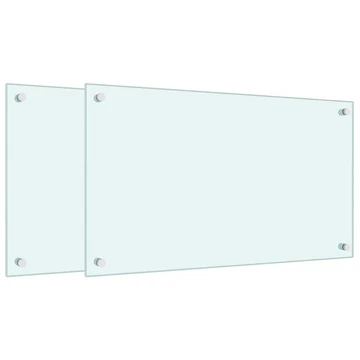 vidaXL 2 db fehér edzett üveg konyhai fröccsenésgátló 70 x 40 cm