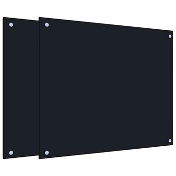 vidaXL 2 db fekete edzett üveg konyhai fröccsenésgátló 70 x 60 cm