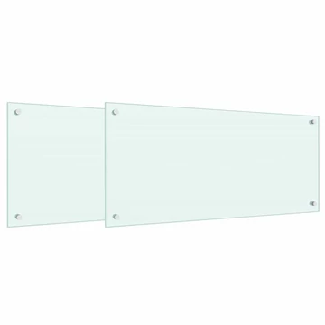 vidaXL Konyhai fröccsenésgátló 2 pcs Fehér 90 x 40 cm edzett üveg