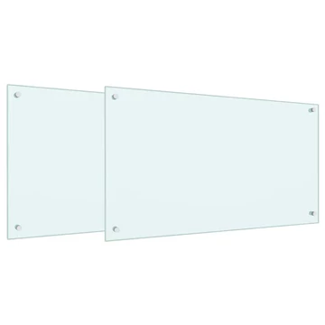 vidaXL Konyhai fröccsenésgátló 2 pcs Fehér 90 x 50 cm edzett üveg