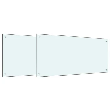 vidaXL Konyhai fröccsenésgátló 2 pcs Fehér 100 x 50 cm edzett üveg
