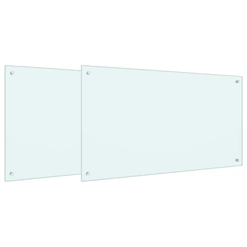 vidaXL Konyhai fröccsenésgátló 2 pcs Fehér 100 x 60 cm edzett üveg
