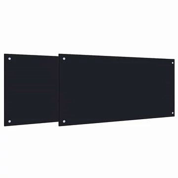 vidaXL Konyhai fröccsenésgátló 2 pcs Fekete 100 x 50 cm edzett üveg