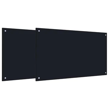 vidaXL Konyhai fröccsenésgátló 2 pcs Fekete 100 x 60 cm edzett üveg