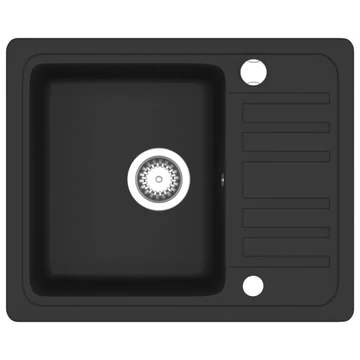 Fekete, egymedencés gránit mosogatótálca 57,5 x 46 x 28 cm