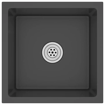 vidaXL fekete kézzel készült rozsdamentes acél mosogató