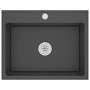 vidaXL fekete kézzel készült rozsdamentes acél mosogató