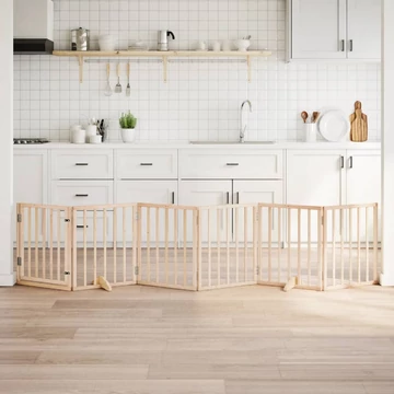 Összecsukható ajtós kutyakapu 6 panellel, 300 cm, nyárfa