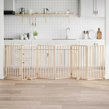 Összecsukható ajtós kutyakapu 6 panellel, 300 cm, nyárfa