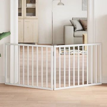 Összecsukható, 2 paneles, fehér nyárfa kutyakapu 160 cm