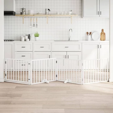 Fehér nyárfa 4 paneles összecsukható kutyakapu ajtóval 320 cm