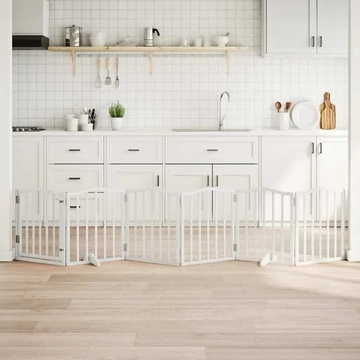 Fehér nyárfa 6 paneles összecsukható kutyakapu ajtóval 300 cm