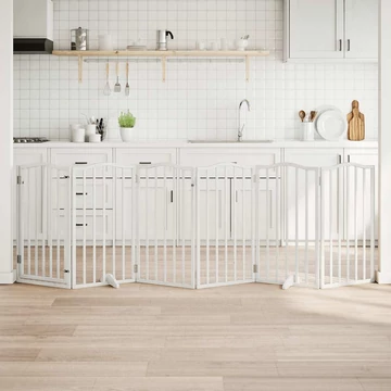 Fehér nyárfa 6 paneles összecsukható kutyakapu ajtóval 300 cm