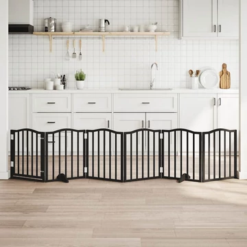 Fekete nyárfa 6 paneles összecsukható kutyakapu ajtóval 300 cm