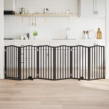 Fekete nyárfa 6 paneles összecsukható kutyakapu ajtóval 300 cm