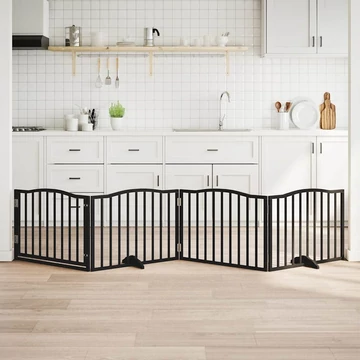 Fekete nyárfa kutyakapu összecsukható ajtóval, 4 panellel, 320 cm