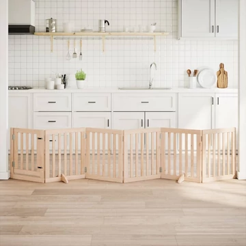 Összecsukható ajtós kutyakapu 6 panellel, 300 cm, nyárfa