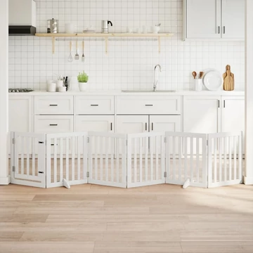 Fehér nyárfa 6 paneles összecsukható kutyakapu ajtóval 300 cm