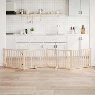 Tömör fenyőfa 4 paneles összecsukható kutyakapu ajtóval 320 cm