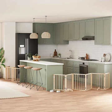 Nyárfa 12 paneles összecsukható kutyakapu ajtóval 600 cm