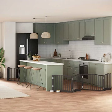 Fekete nyárfa 6 paneles összecsukható kutyakapu ajtóval 480 cm