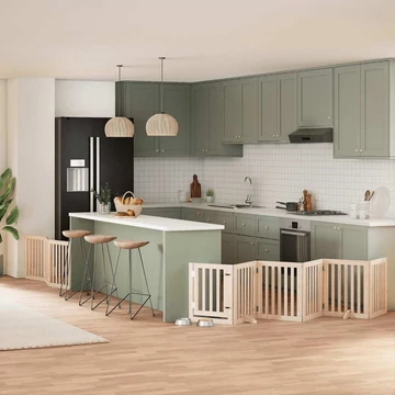 Nyárfa 9 paneles összecsukható kutyakapu ajtóval 450 cm