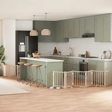 Nyárfa 9 paneles összecsukható kutyakapu ajtóval 450 cm