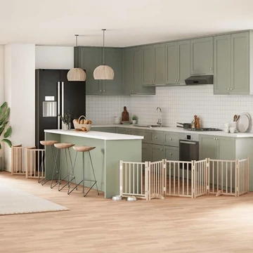 Nyárfa 15 paneles összecsukható kutyakapu ajtóval 750 cm