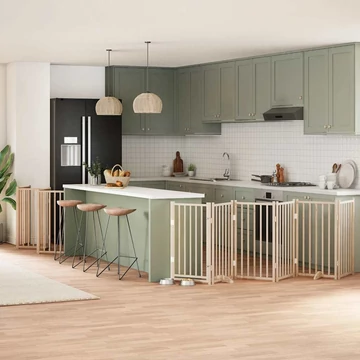 Nyárfa 15 paneles összecsukható kutyakapu ajtóval 750 cm