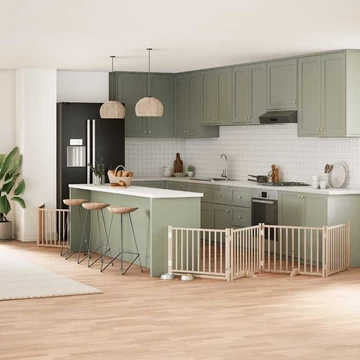 Nyárfa 8 paneles összecsukható kutyakapu ajtóval 640 cm