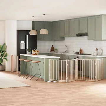 Nyárfa 6 paneles összecsukható kutyakapu ajtóval 480 cm