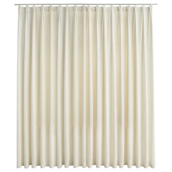 krémszínű bársony sötétítőfüggöny kampókkal 290 x 245 cm