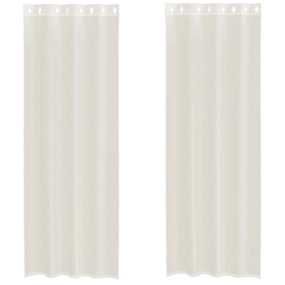2 db krémszínű fátyolfüggöny rojtokkal 140x260 cm