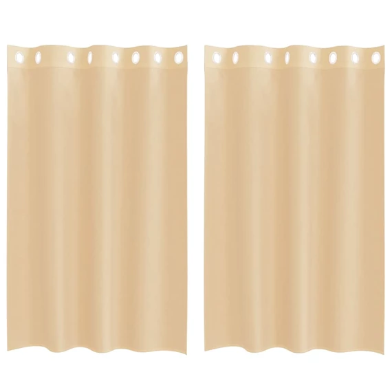 2 db homokszínű fátyolfüggöny rojtokkal