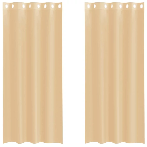 2 db homokszínű fátyolfüggöny rojtokkal