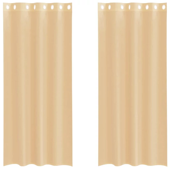 2 db homokszínű fátyolfüggöny rojtokkal