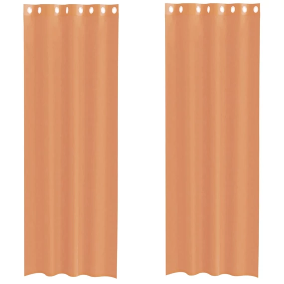 2 db terrakotta színű voile fátyolfüggöny rojtokkal