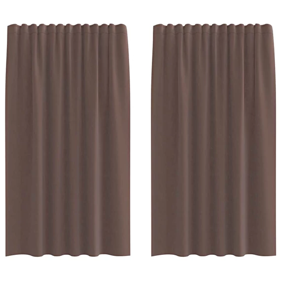 2 db barna voile függönyök rúd zsebekkel