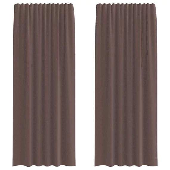 2 db barna voile függönyök rúd zsebekkel