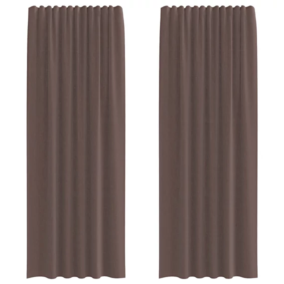 2 db barna voile függönyök rúd zsebekkel