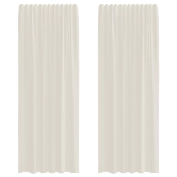 2 db krém színű voile függönyök rúd zsebekkel