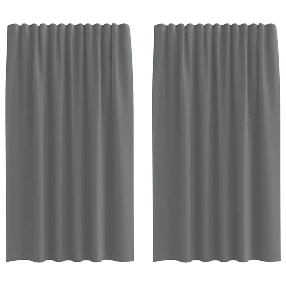 2 db sötétszürke voile függönyök rúd zsebekkel