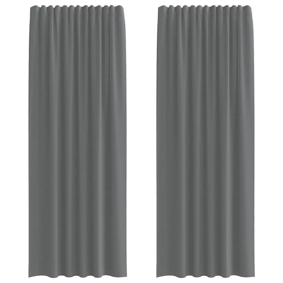 2 db sötétszürke voile függönyök rúd zsebekkel