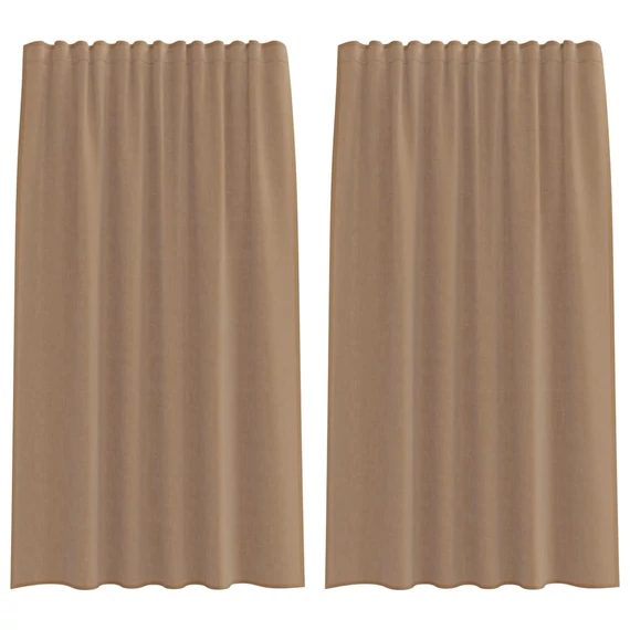 2 db világosbarna voile függönyök rúd zsebekkel