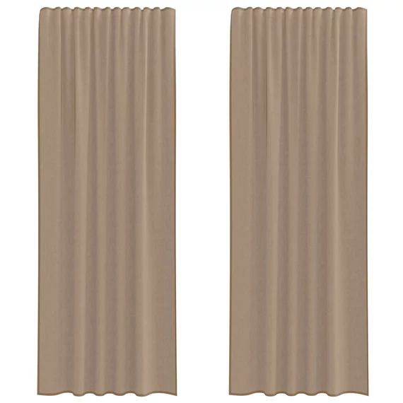 2 db világosbarna voile függönyök rúd zsebekkel