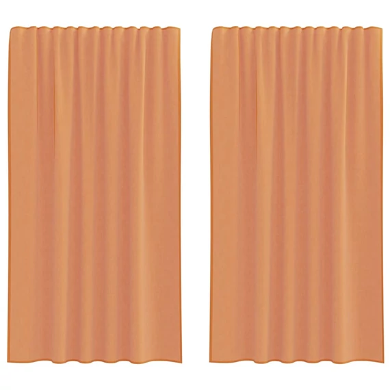 2 db terrakotta voile függönyök rúd zsebekkel