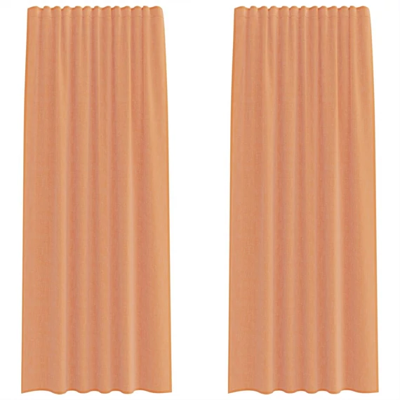 2 db terrakotta voile függönyök rúd zsebekkel